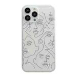 For iPhone 14 Pro Max Translucent Frosted IMD TPU Phone Case(White Abstract Face)