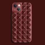 For iPhone 14 Plus Riveted Smooth TPU Phone Case(Wine Red)