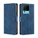 For vivo iQOO Neo7 Skin Feel Crocodile Magnetic Clasp Leather Phone Case(Blue)