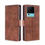 For vivo iQOO Neo7 Skin Feel Crocodile Magnetic Clasp Leather Phone Case(Brown)