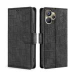 For Realme 9i 5G Global/10 5G Skin Feel Crocodile Magnetic Clasp Leather Phone Case(Black)