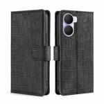 For Honor Play 40 Plus Skin Feel Crocodile Magnetic Clasp Leather Phone Case(Black)