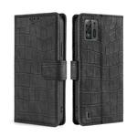 For ZTE Blade A52 Lite Skin Feel Crocodile Magnetic Clasp Leather Phone Case(Black)