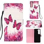 For Samsung Galaxy S23 5G 3D Painting Horizontal Flip Leather Phone Case(Rose Butterfly)