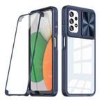 For Samsung Galaxy A13 4G 360 degree Full Coverage Sliding Camshield Phone Case(Navy Blue)