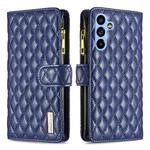 For Samsung Galaxy A54 5G Diamond Lattice Zipper Wallet Leather Flip Phone Case(Blue)