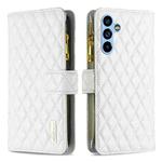 For Samsung Galaxy A54 5G Diamond Lattice Zipper Wallet Leather Flip Phone Case(White)