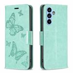 For Samsung Galaxy A54 5G Embossing Two Butterflies Pattern Leather Case(Green)