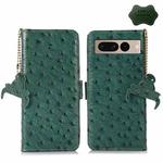 For Google Pixel 7 Pro Ostrich Pattern Genuine Leather RFID Phone Case(Green)