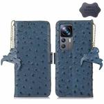 For Xiaomi 12T / 12T Pro / Redmi K50 Ultra Ostrich Pattern Genuine Leather RFID Phone Case(Blue)