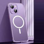 For iPhone 14 Plus Spring Buckle Metal Frosted Magsafe Phone Case(Deep Purple)