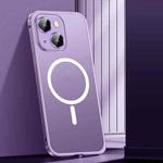 For iPhone 13 Spring Buckle Metal Frosted Magsafe Phone Case(Deep Purple)