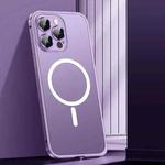 For iPhone 13 Pro Max Spring Buckle Metal Frosted Magsafe Phone Case(Deep Purple)