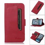 For iPhone 12 / 12 Pro Dual Buckle Card Wallet Calf Leather Phone Case(Red)