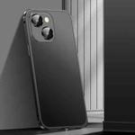 For iPhone 14 Plus Spring Buckle Metal Frosted Phone Case(Black)