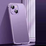 For iPhone 14 Plus Spring Buckle Metal Frosted Phone Case(Purple)