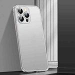 For iPhone 14 Pro Max Spring Buckle Metal Frosted Phone Case(Silver)