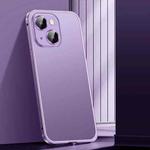 For iPhone 13 Spring Buckle Metal Frosted Phone Case(Purple)