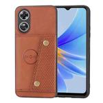 For OPPO A17 Double Buckle Card Slots Magnetic Phone Case(Brown)