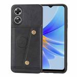 For OPPO A17 Double Buckle Card Slots Magnetic Phone Case(Black)