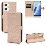 For OPPO Reno7 A JP Version Honeycomb Dot Texture Leather Phone Case(Gold)