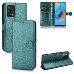 For OPPO F19 4G / A74 4G Honeycomb Dot Texture Leather Phone Case(Green)