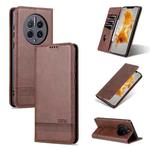 For Huawei Mate 50 Pro AZNS Magnetic Calf Texture Flip Leather Phone Case(Dark Brown)