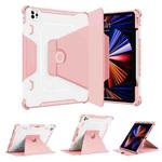 360 Degree Rotating Armored Smart Tablet Leather Case For iPad Pro 12.9 inch 2022/2021/2020/2018(Pink)