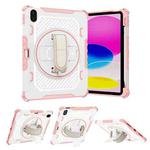 For iPad 10th Gen 10.9 2022 Shockproof Tablet Case with Holder & Hand Strap(Pink)