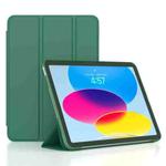 For iPad 10th Gen 10.9 2022 3-fold TPU Leather Smart Tablet Case(Dark Green)