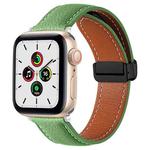 Folding Buckle Genuine Leather Watch Band For Apple Watch Ultra 49mm / Series 8&7 45mm / SE 2&6&SE&5&4 44mm / 3&2&1 42mm(Green)