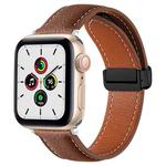 Folding Buckle Genuine Leather Watch Band For Apple Watch Series 8&7 41mm / SE 2&6&SE&5&4 40mm / 3&2&1 38mm(Brown)
