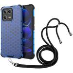 For Xiaomi 13 Lanyard Honeycomb Phone Case(Blue)