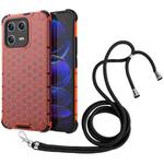 For Xiaomi 13 Lanyard Honeycomb Phone Case(Red)