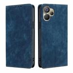 For Realme 9i 5G Global/10 5G RFID Anti-theft Brush Magnetic Leather Phone Case(Blue)