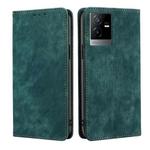 For vivo T2x 5G/Y73t/iQOO Z6x RFID Anti-theft Brush Magnetic Leather Phone Case(Green)