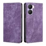 For Honor Play 40 Plus RFID Anti-theft Brush Magnetic Leather Phone Case(Purple)