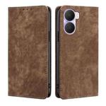 For Honor Play 40 Plus RFID Anti-theft Brush Magnetic Leather Phone Case(Brown)
