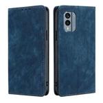 For Nokia X30 5G RFID Anti-theft Brush Magnetic Leather Phone Case(Blue)