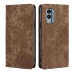 For Nokia X30 5G RFID Anti-theft Brush Magnetic Leather Phone Case(Brown)