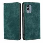 For Nokia X30 5G RFID Anti-theft Brush Magnetic Leather Phone Case(Green)