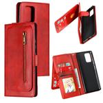 For Galaxy A91 Nine Card Zipper Bag Horizontal Flip Leather Case With Holder & Card Slots & Photo Frame & Wallet(Red)
