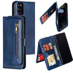 For Galaxy S20+ Nine Card Zipper Bag Horizontal Flip Leather Case With Holder & Card Slots & Photo Frame & Wallet(Blue)