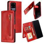 For Galaxy S20 Ultra Nine Card Zipper Bag Horizontal Flip Leather Case With Holder & Card Slots & Photo Frame & Wallet(Red)