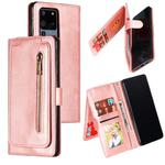 For Galaxy S20 Ultra Nine Card Zipper Bag Horizontal Flip Leather Case With Holder & Card Slots & Photo Frame & Wallet(Rose Gold)