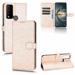 For TCL 30V 5G Honeycomb Dot Texture Leather Phone Case(Gold)