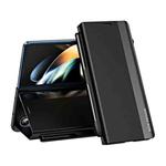 For Samsung Galaxy Z Fold4 Shockproof Full Coverage Leather Phone Case with Pen Slot(Black)