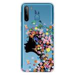 For Galaxy A21 Shockproof Painted Transparent TPU Protective Case(Flower Girl)