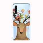 For Galaxy A90 5G Shockproof Painted Transparent TPU Protective Case(Flower Deer)