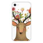 For iPhone SE 2022 / SE 2020 Shockproof Painted Transparent TPU Protective Case(Flower Deer)